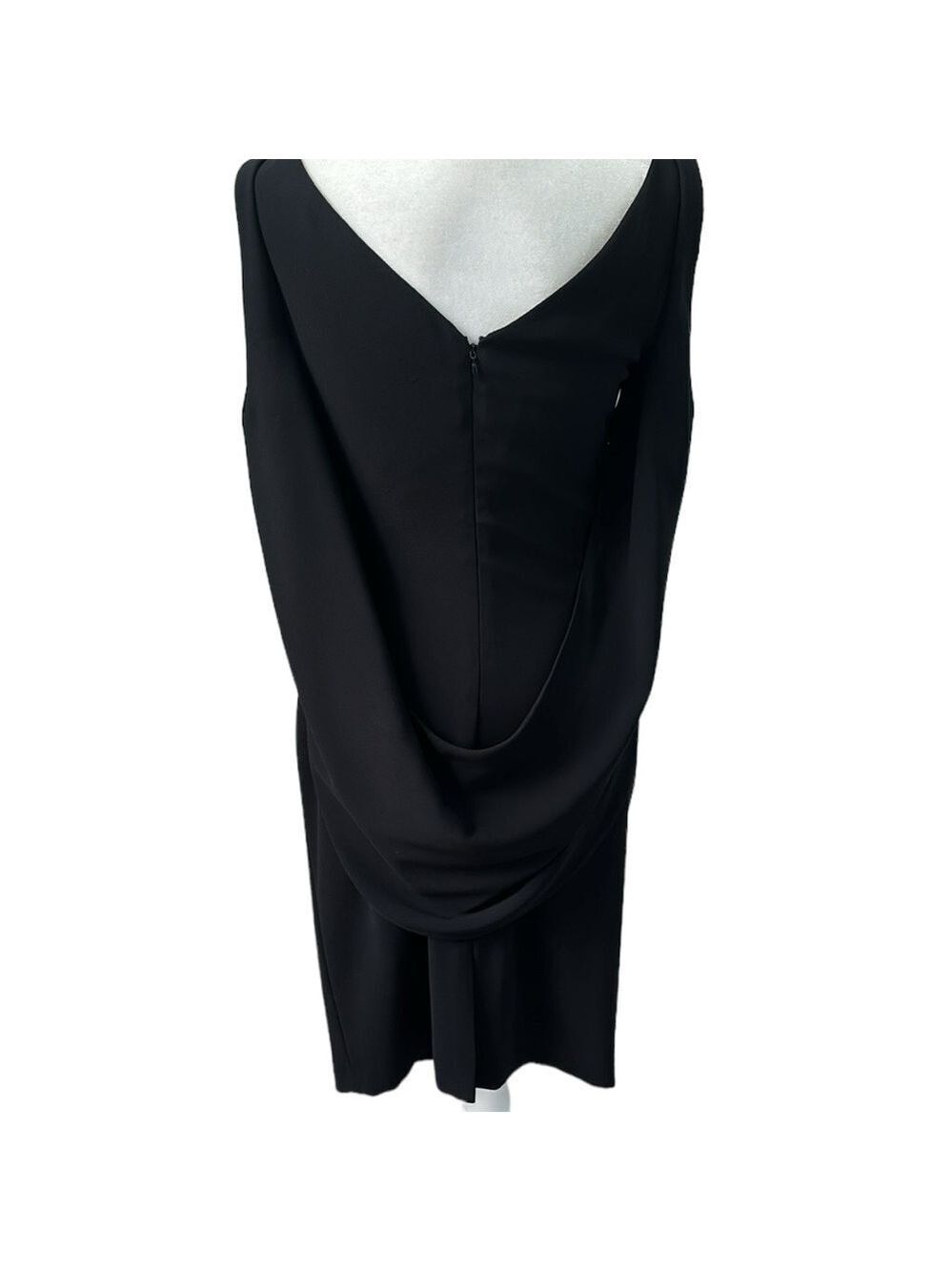 Talbot Runhof Black Cape Ruched Sheath Dress Size 8 - Picture 14 of 16